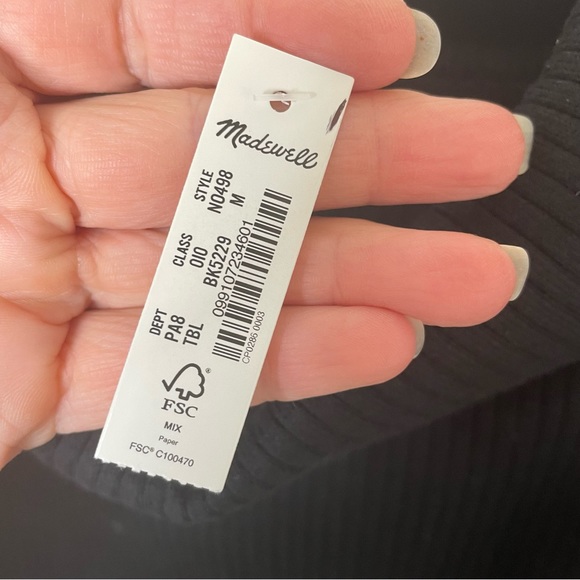 NEW WITH TAGS Madewell Black Off Shoulder Ribbed Long Sleeve Top in Size Medium - Picture 6 of 7